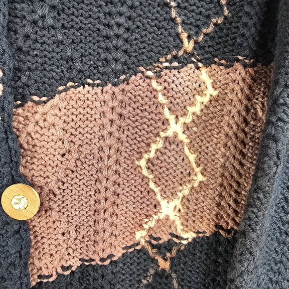Vintage Chunky Knit Sweater Cardigan Size Large - Picture 5 of 9